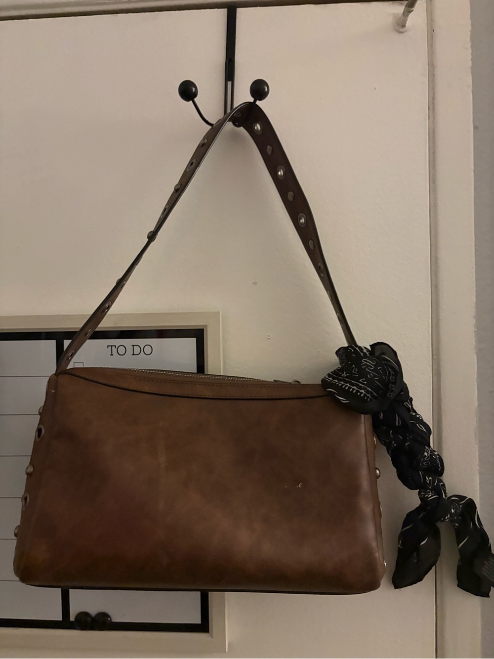 Brown Leather Shoulder Bag - Unbranded